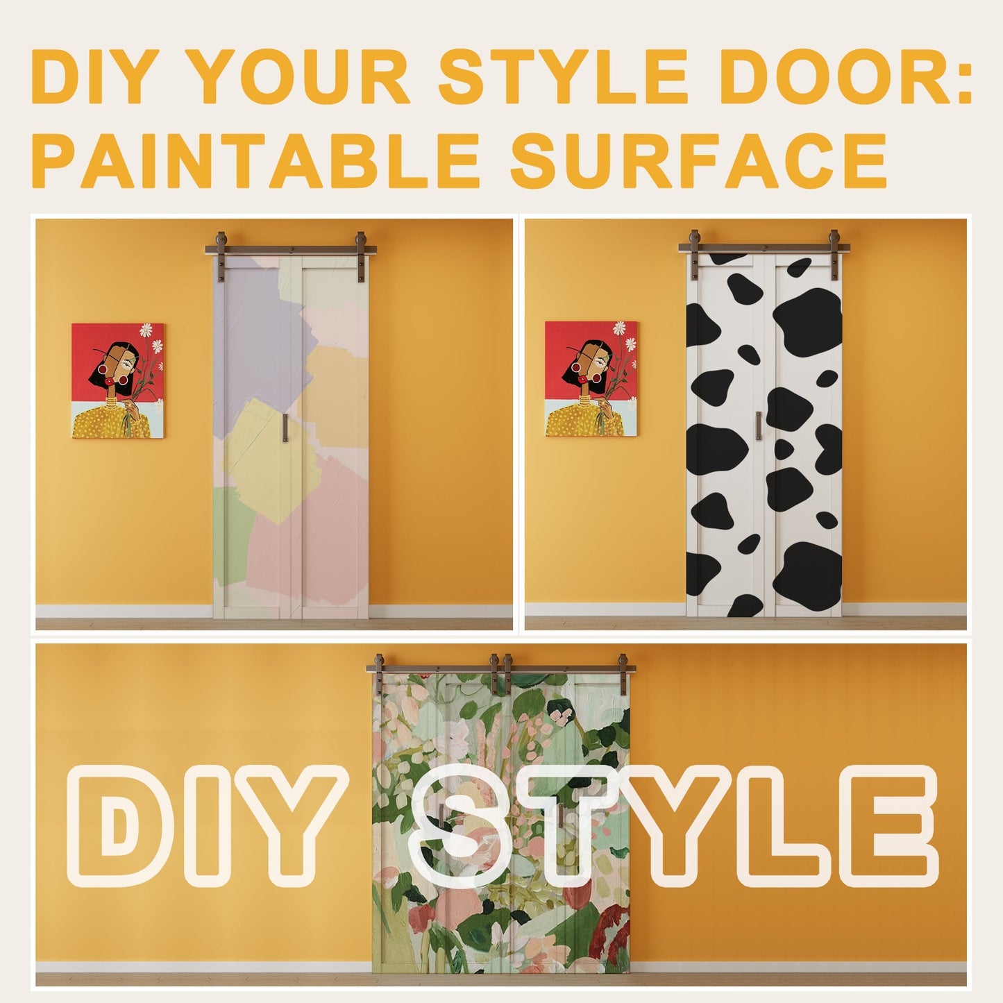 1 Lite Mirror Bifold Sliding Barn Door, Prefinished & Paintable Surface with Hardware Kit