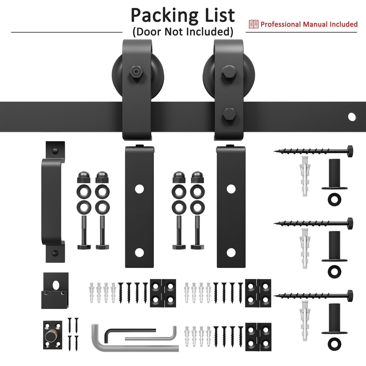 JUJUBON Bifold Barn Door Hardware Kit,Bi-Folding Closet Door Track Kit, Smoothly and Quietly, Fit Double Bifold Doors (1 Handle As A Gift, NO Door)
