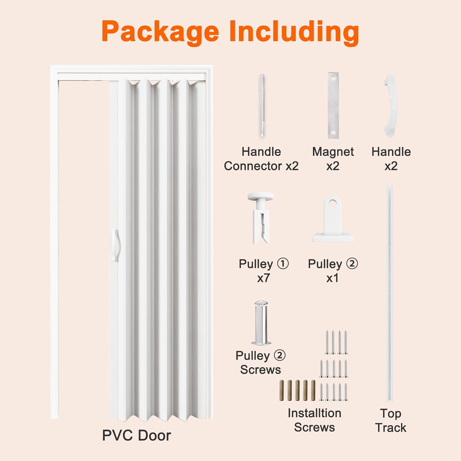 JUJUBON Accordion Doors 24"-36" x 80", with Upgraded Roller & Handle & Complete Hardware, Interior Multifold Folding Doors for Closet & Pantry, Easy Installation - Walnut, Single Layer