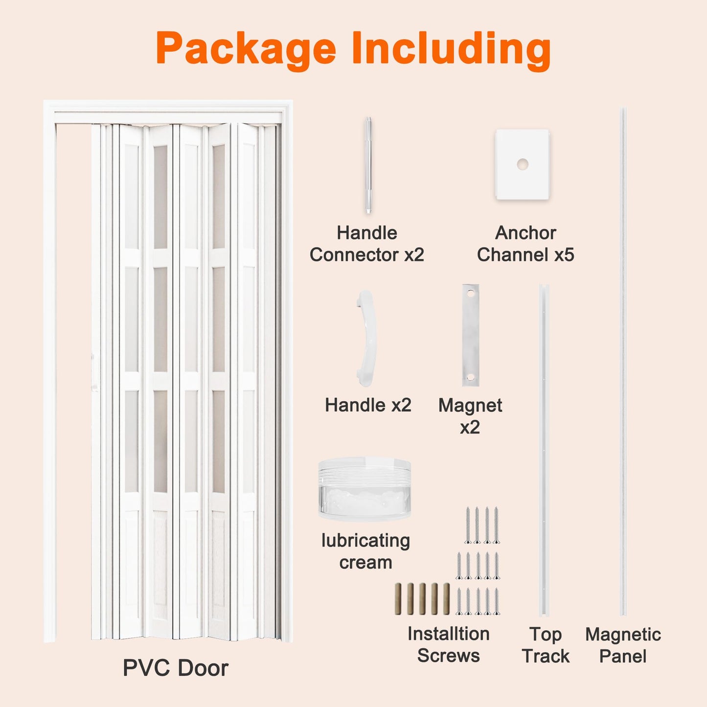 JUJUBON Enhanced Double-Layer Accordion Doors 24"-36" x 80", with Upgraded Roller & Handle & Complete Hardware, Interior Multifold Folding Doors for Closet & Pantry, Easy Installation
