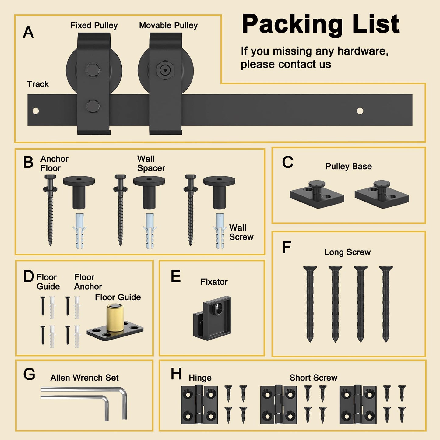 JUJUBON Bifold Barn Door Hardware Kit for Double Doors, Bi Folding Barn Door Track Kit, Top Mount Roller, Heavy Duty, Slide Smoothly Quietly(1 Handle As A Gift, NO Door)