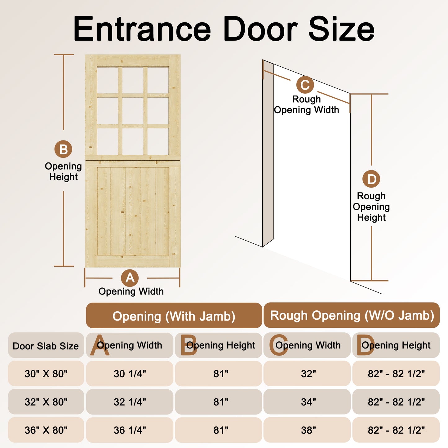 JUJUBON Exterior Prehung Dutch Door, Universal 9 Lite Tempered Clear Glass Split Single Doors, Solid Core Home Entry Door, Natural Pine Wood - with 4 Hinges & 1 Latch & Jamb, Jamb Assembly Needed