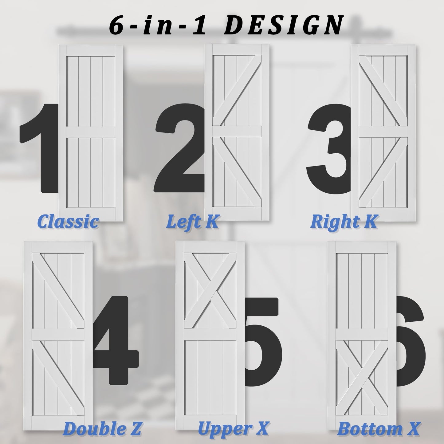 Barn Doors and Hardware Track Kit Included Handle, Heavy Solid Water-Resistant Anti-Scratch MDF Wood Sliding Barn Door, Simple DIY Assembly, Easy to Install, K-Frame, White