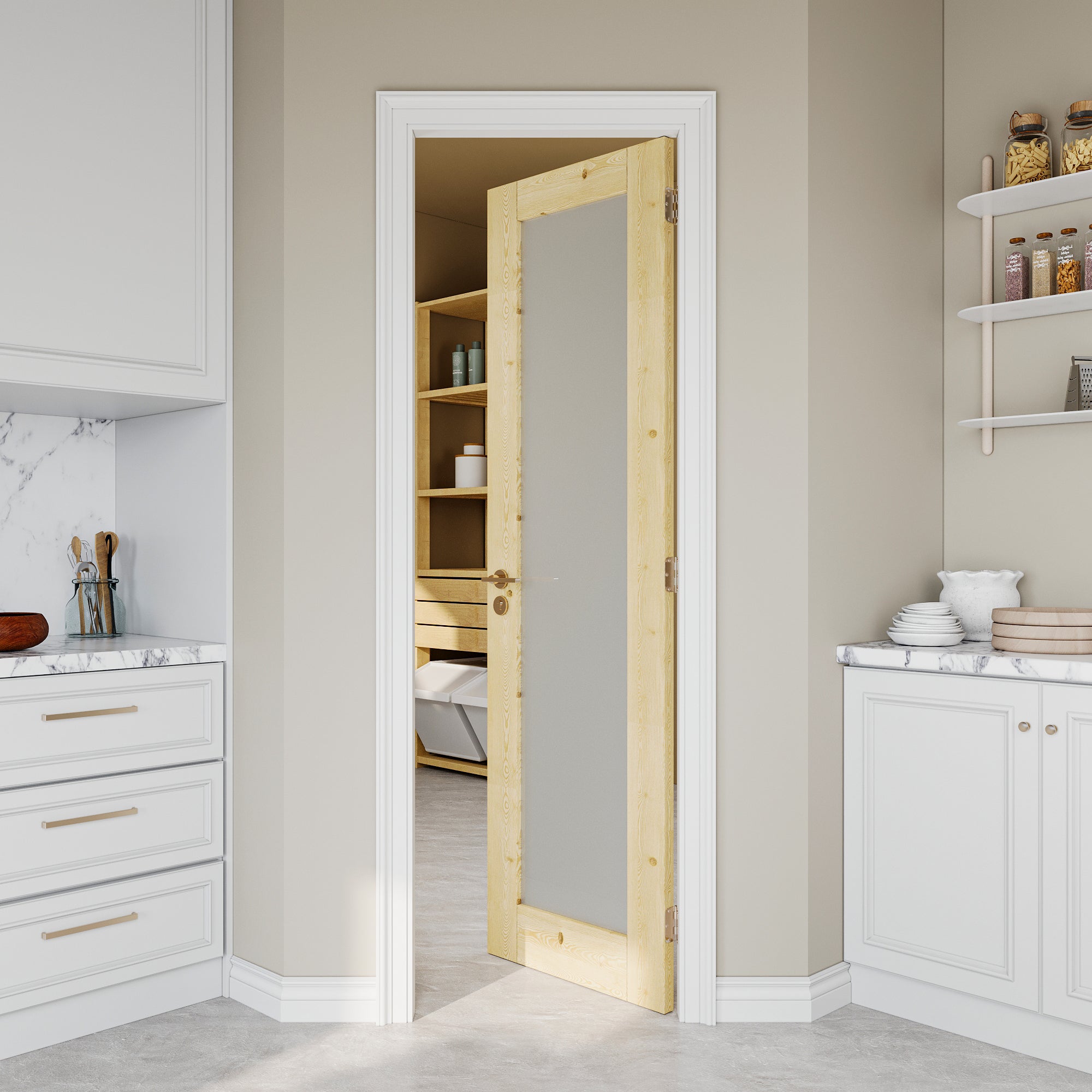 JUJUBON Pine Wood Slab Door, Frosted Glass Interior Doors, Single Room Door for Closet & Bedroom, Farmhouse Style as Prehung, Pocket, Bifold, Barn Doors, Easy DIY Stain, Shaker w/o Hardware
