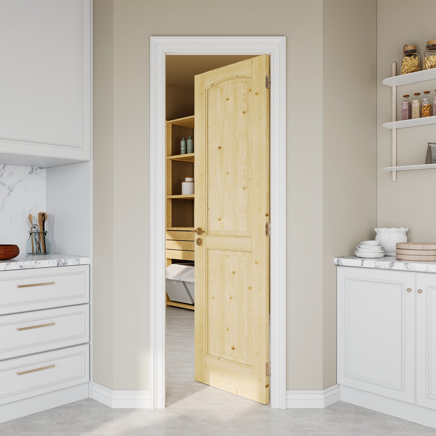JUJUBON Pine Wood Slab Door, 2-Panel Solid Core Interior French Door, Pre-Finished Paintable Single Panel for Utility Room Pantry Closet as Prehung, Pocket, Bifold Barn Doors-Shaker w/o Hardware