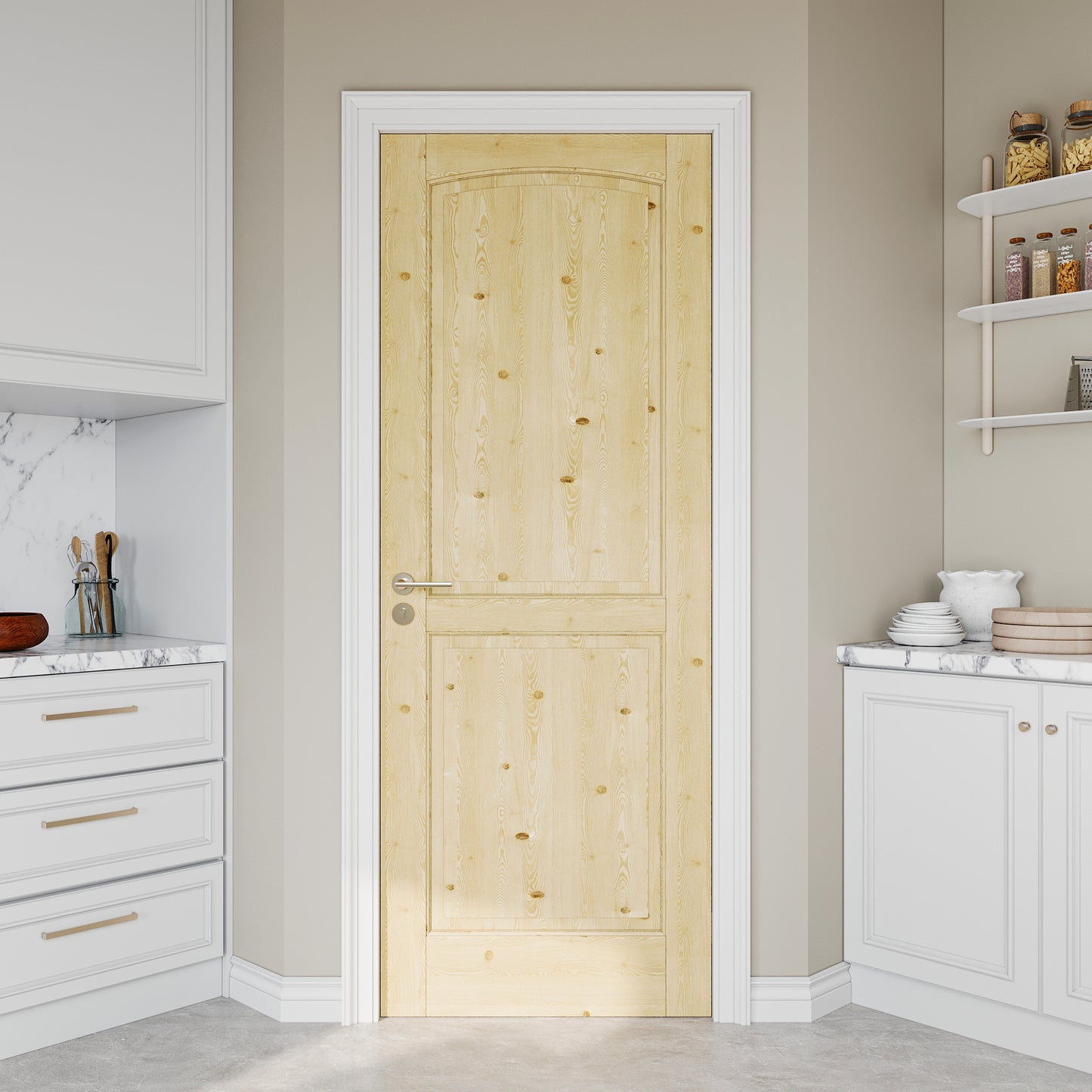 JUJUBON Pine Wood Slab Door, 2-Panel Solid Core Interior French Door, Pre-Finished Paintable Single Panel for Utility Room Pantry Closet as Prehung, Pocket, Bifold Barn Doors-Shaker w/o Hardware
