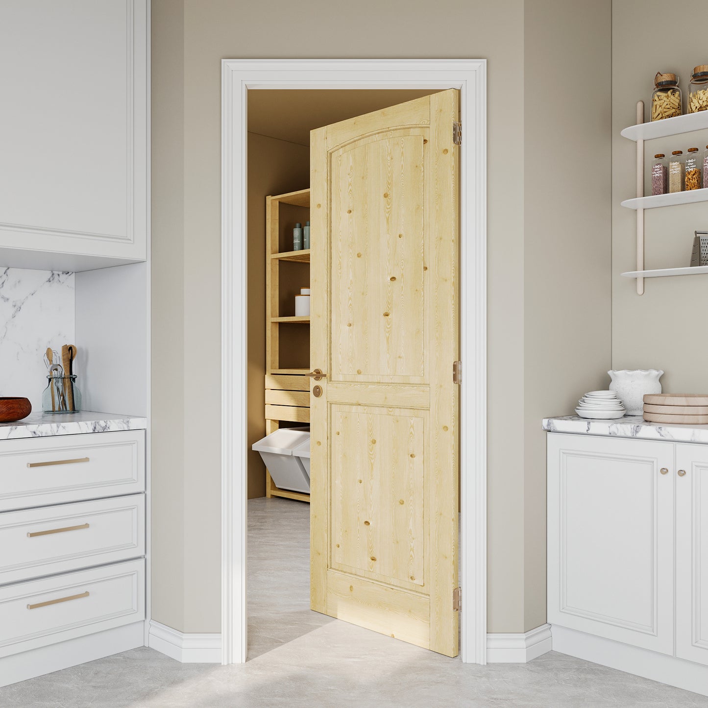 JUJUBON Pine Wood Slab Door, 2-Panel Solid Core Interior French Door, Pre-Finished Paintable Single Panel for Utility Room Pantry Closet as Prehung, Pocket, Bifold Barn Doors-Shaker w/o Hardware