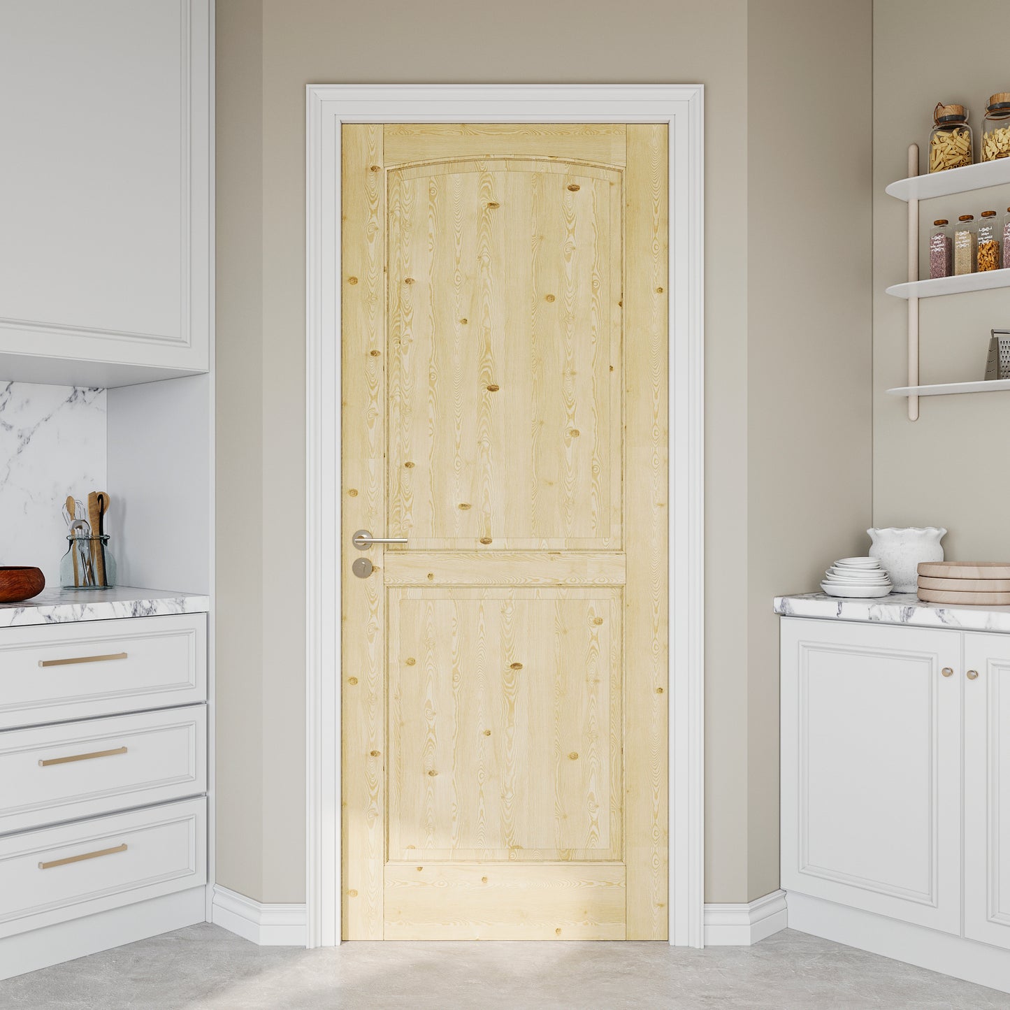 JUJUBON Pine Wood Slab Door, 2-Panel Solid Core Interior French Door, Pre-Finished Paintable Single Panel for Utility Room Pantry Closet as Prehung, Pocket, Bifold Barn Doors-Shaker w/o Hardware