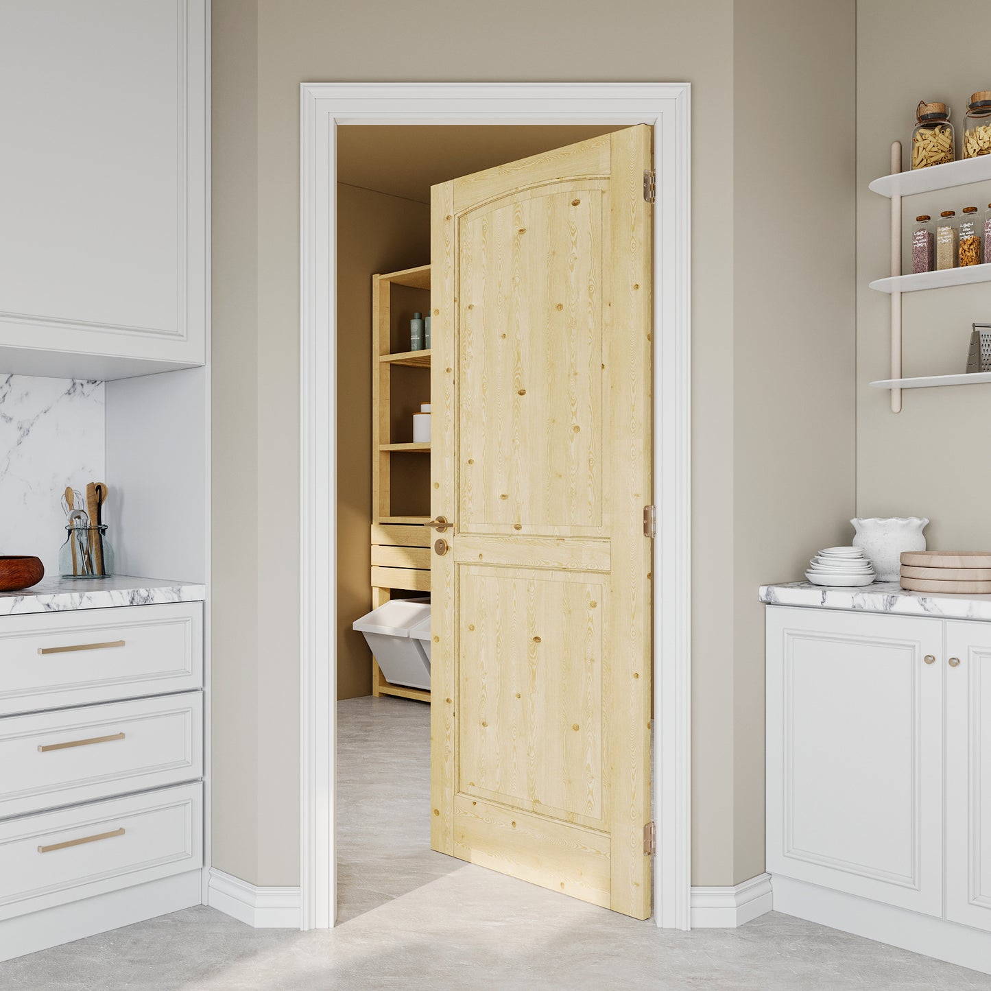 JUJUBON Pine Wood Slab Door, 2-Panel Solid Core Interior French Door, Pre-Finished Paintable Single Panel for Utility Room Pantry Closet as Prehung, Pocket, Bifold Barn Doors-Shaker w/o Hardware