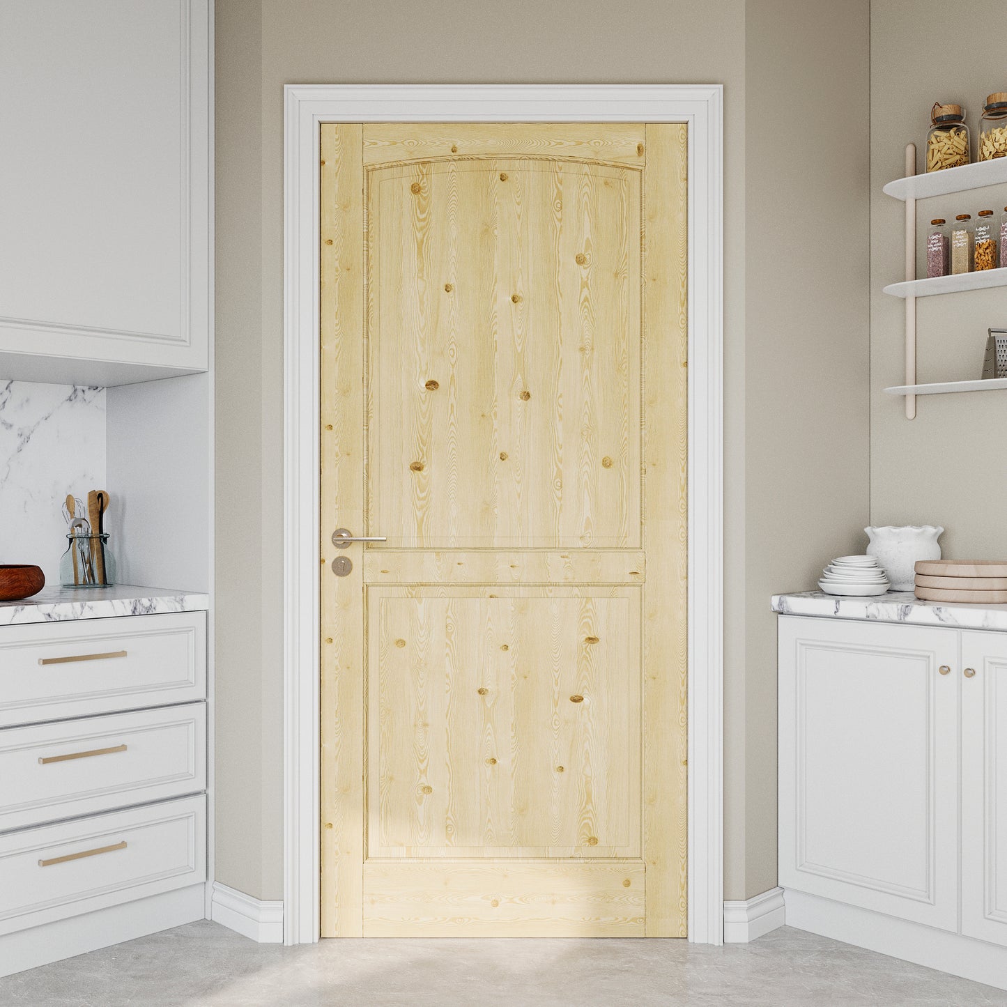 JUJUBON Pine Wood Slab Door, 2-Panel Solid Core Interior French Door, Pre-Finished Paintable Single Panel for Utility Room Pantry Closet as Prehung, Pocket, Bifold Barn Doors-Shaker w/o Hardware