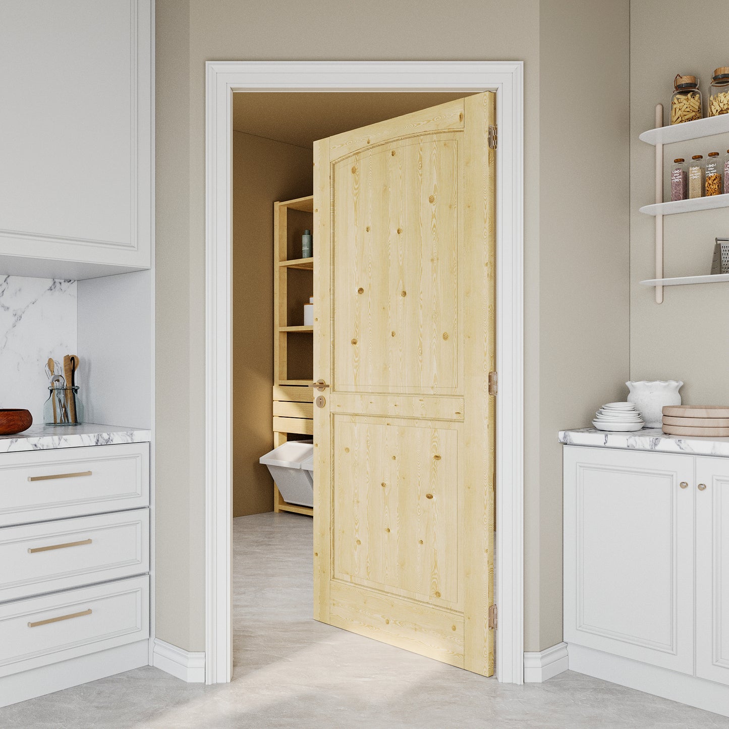 JUJUBON Pine Wood Slab Door, 2-Panel Solid Core Interior French Door, Pre-Finished Paintable Single Panel for Utility Room Pantry Closet as Prehung, Pocket, Bifold Barn Doors-Shaker w/o Hardware