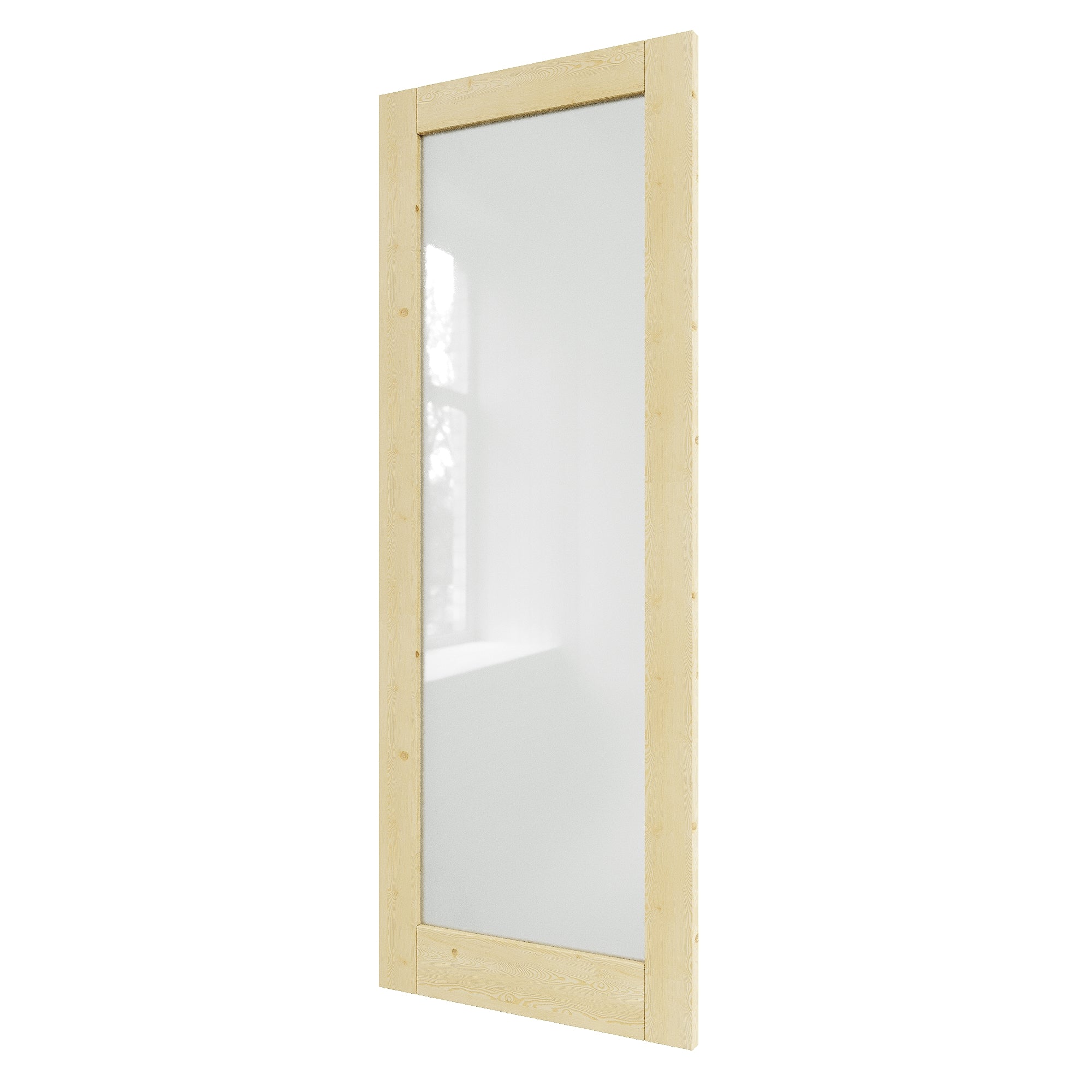 JUJUBON Pine Wood Slab Door, Frosted Glass Interior Doors, Single Room Door for Closet & Bedroom, Farmhouse Style as Prehung, Pocket, Bifold, Barn Doors, Easy DIY Stain, Shaker w/o Hardware