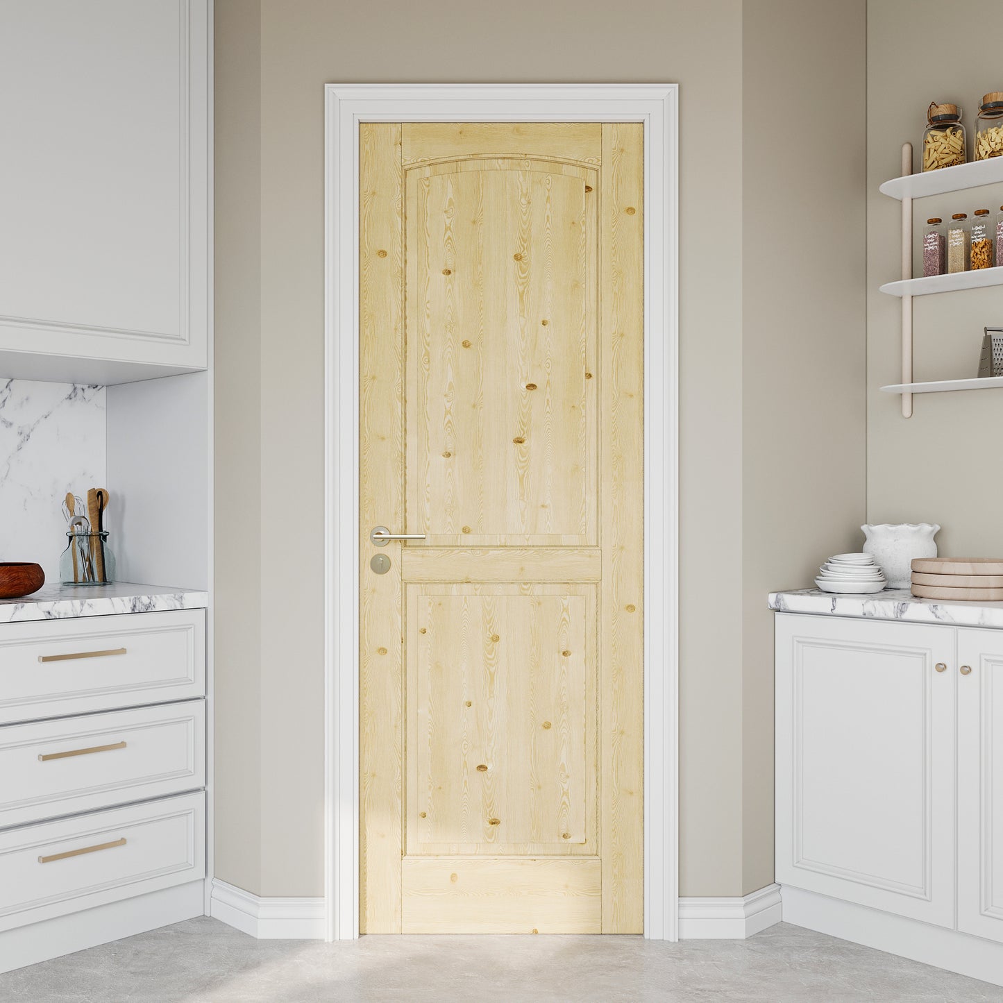 JUJUBON Pine Wood Slab Door, 2-Panel Solid Core Interior French Door, Pre-Finished Paintable Single Panel for Utility Room Pantry Closet as Prehung, Pocket, Bifold Barn Doors-Shaker w/o Hardware