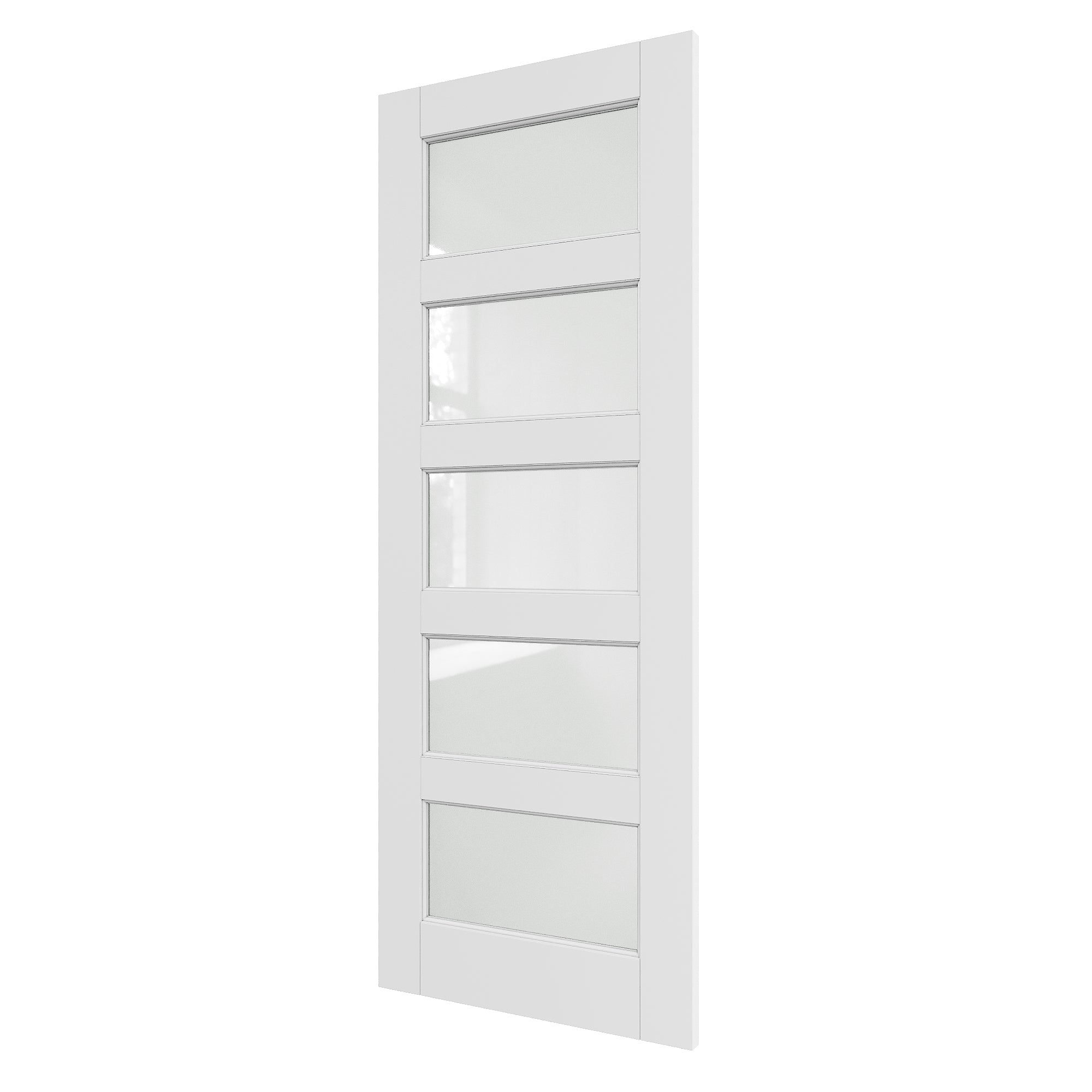 JUJUBON Slab Door, 5-Panel Pre-Assembled Frosted Glass Interior French Door Slab, Soild Core & Pre-Finished Single Panel for Pantry Bedroom Closet as Pocket, Bifold, Barn Doors-Shaker w/o Hardware