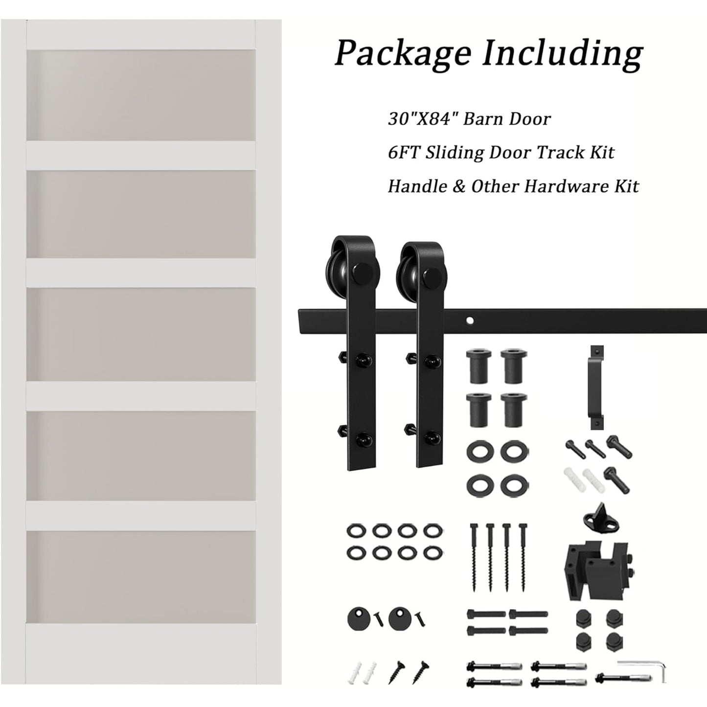 Barn Doors and Hardware Included Track Kit & Handle, Easy Install Sliding Barn Door, Solid MDF Wood Slab Covered with Water-Resistant & Scratch-Resistant Paint Surface, H-Frame