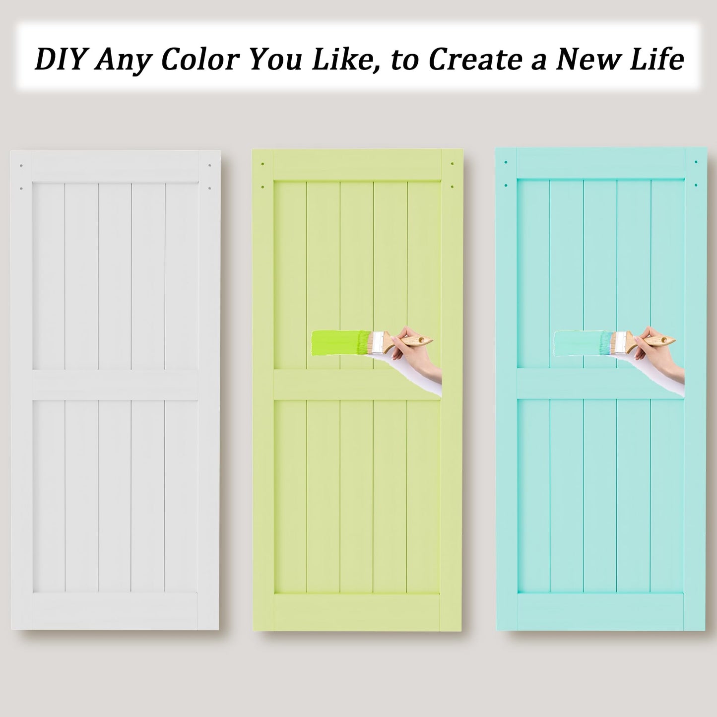 Barn Doors and Hardware Included Track Kit & Handle, Easy Install Sliding Barn Door, Solid MDF Wood Slab Covered with Water-Resistant & Scratch-Resistant Paint Surface, H-Frame