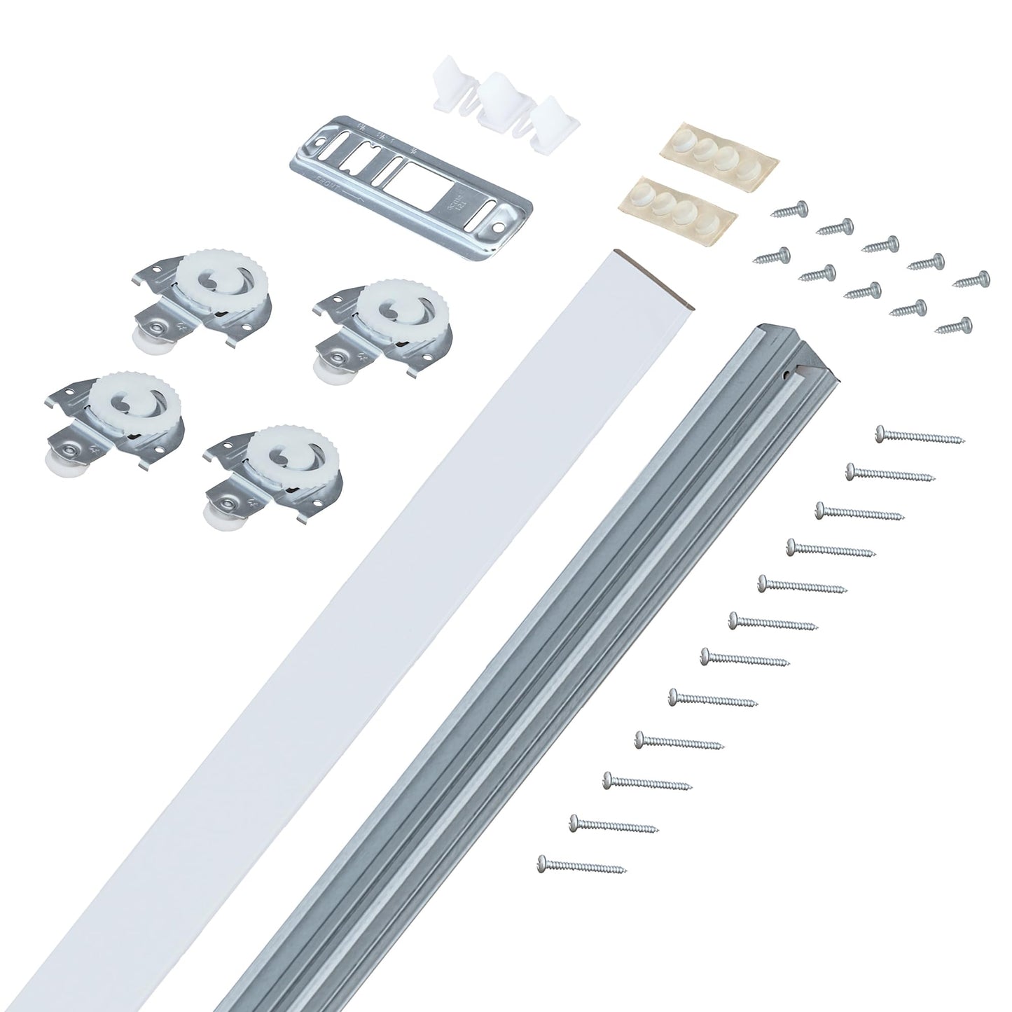 Paintable Sliding Closet Door Interior Doors with Hardware Kit & Floor Guide, 3-Lite Engineering Wood Door Pre-Drilled Easy Install
