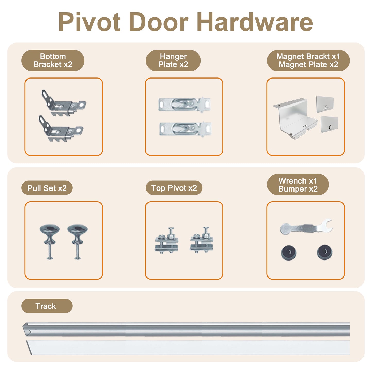 Jujubon Pivot Door Hardware | Pivot Door Hardware with Track & Fascia