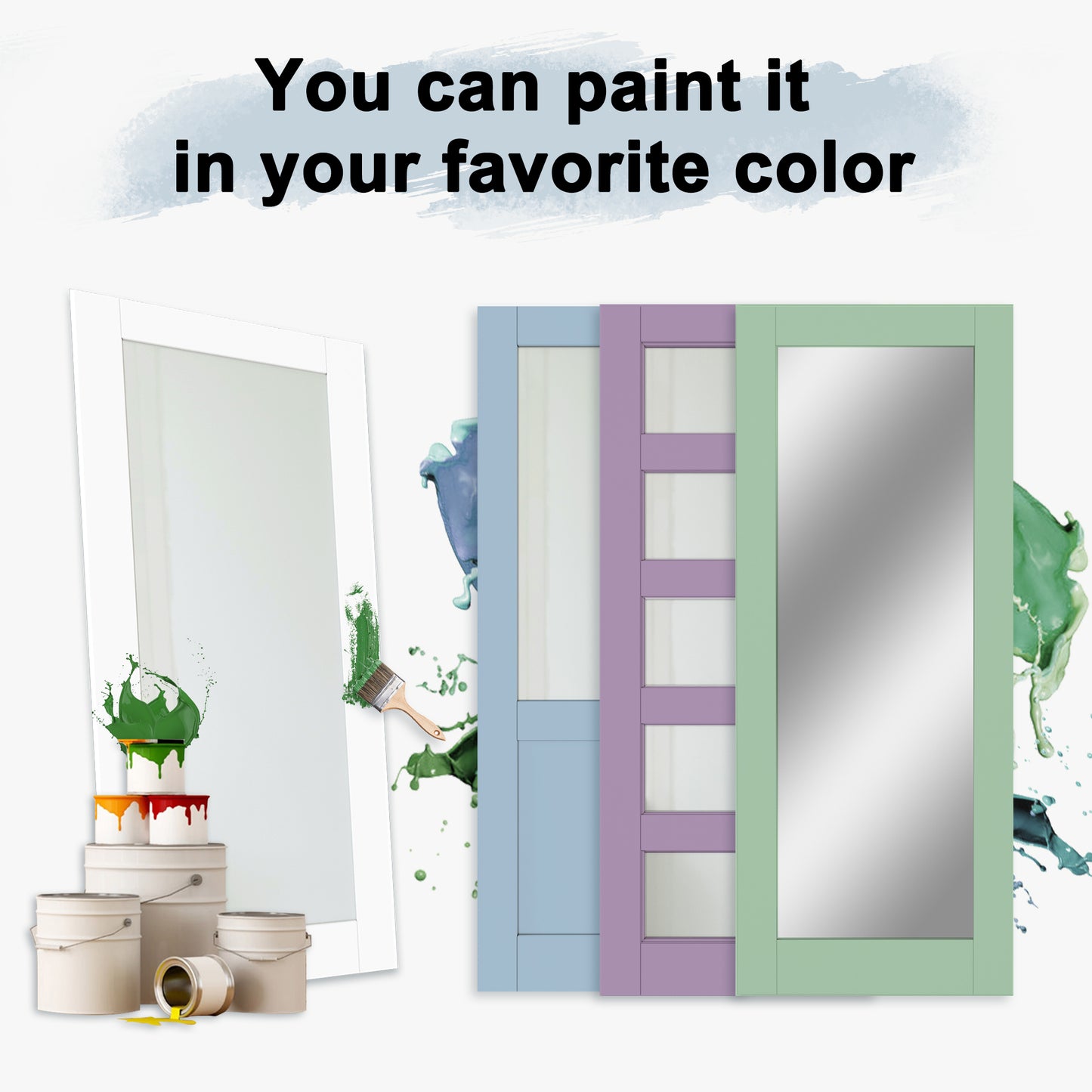 Barn Doors and Hardware Included Track Kit & Handle, Easy Install Sliding Barn Door, Solid MDF Wood Slab Covered with Water-Resistant & Scratch-Resistant Paint Surface, H-Frame