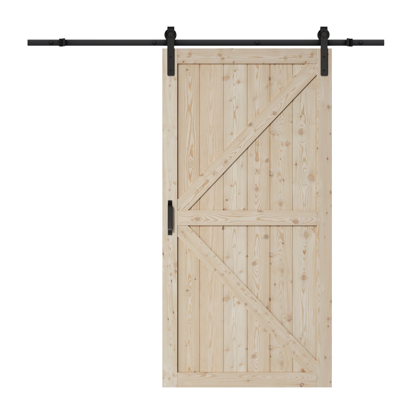 Barn Doors and Hardware Track Kit Included Handle, Unfinished, K-Design,Heavy Solid Anti-Scratch Solid Pine Wood, Wood Sliding Barn Door, Simple DIY Assembly, Easy to Install