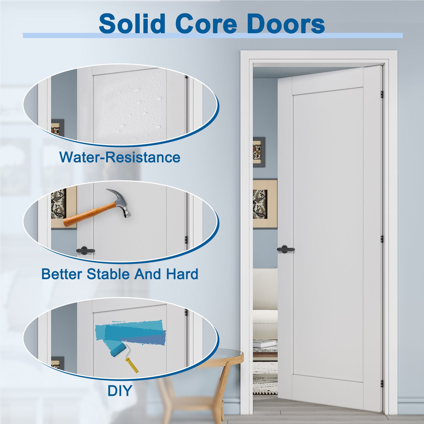 Paintable Barn Door with Hardware Kit Included, Solid MDF Wood 4-Shelf Storage Shelves Style Sliding Barn Door, Easy Install, Interior Kitchen Pantry Bathroom Home Office Door