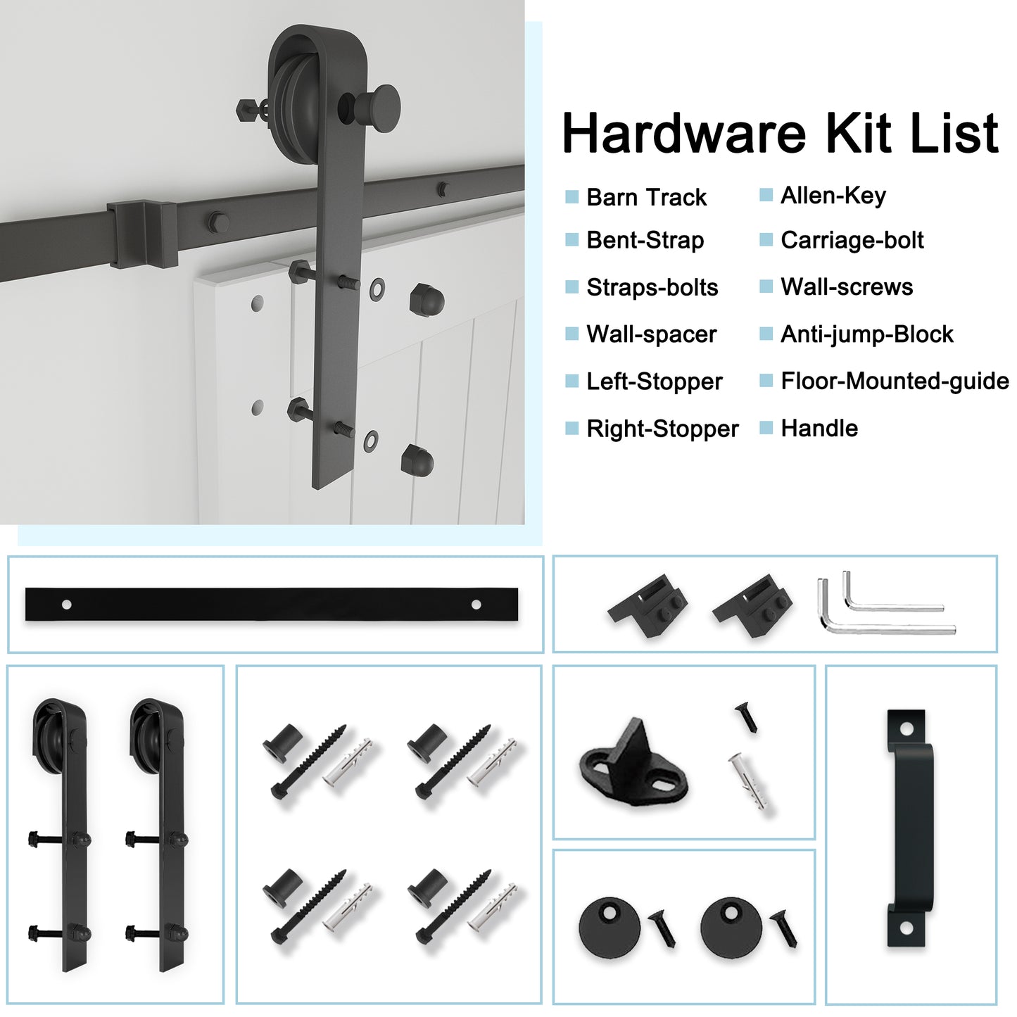 Barn Doors and Hardware Track Kit Included Handle, Heavy Solid Water-Resistant Anti-Scratch MDF Wood Sliding Barn Door, Simple DIY Assembly, Easy to Install, K-Frame, White