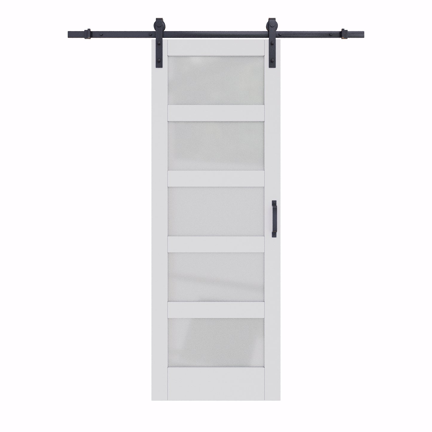 Glass Barn Doors and Hardware Included, Pre-Drilled Easy Assembly, White Sliding Barn Door with Heavy Duty 1/6 Inch Tempered Frosted Glass for Interior