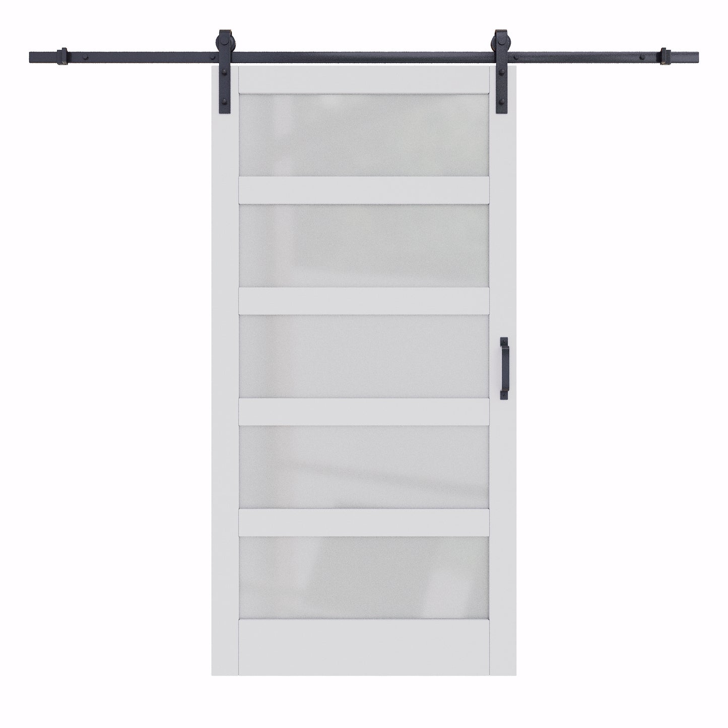 Glass Barn Doors and Hardware Included, Pre-Drilled Easy Assembly, White Sliding Barn Door with Heavy Duty 1/6 Inch Tempered Frosted Glass for Interior