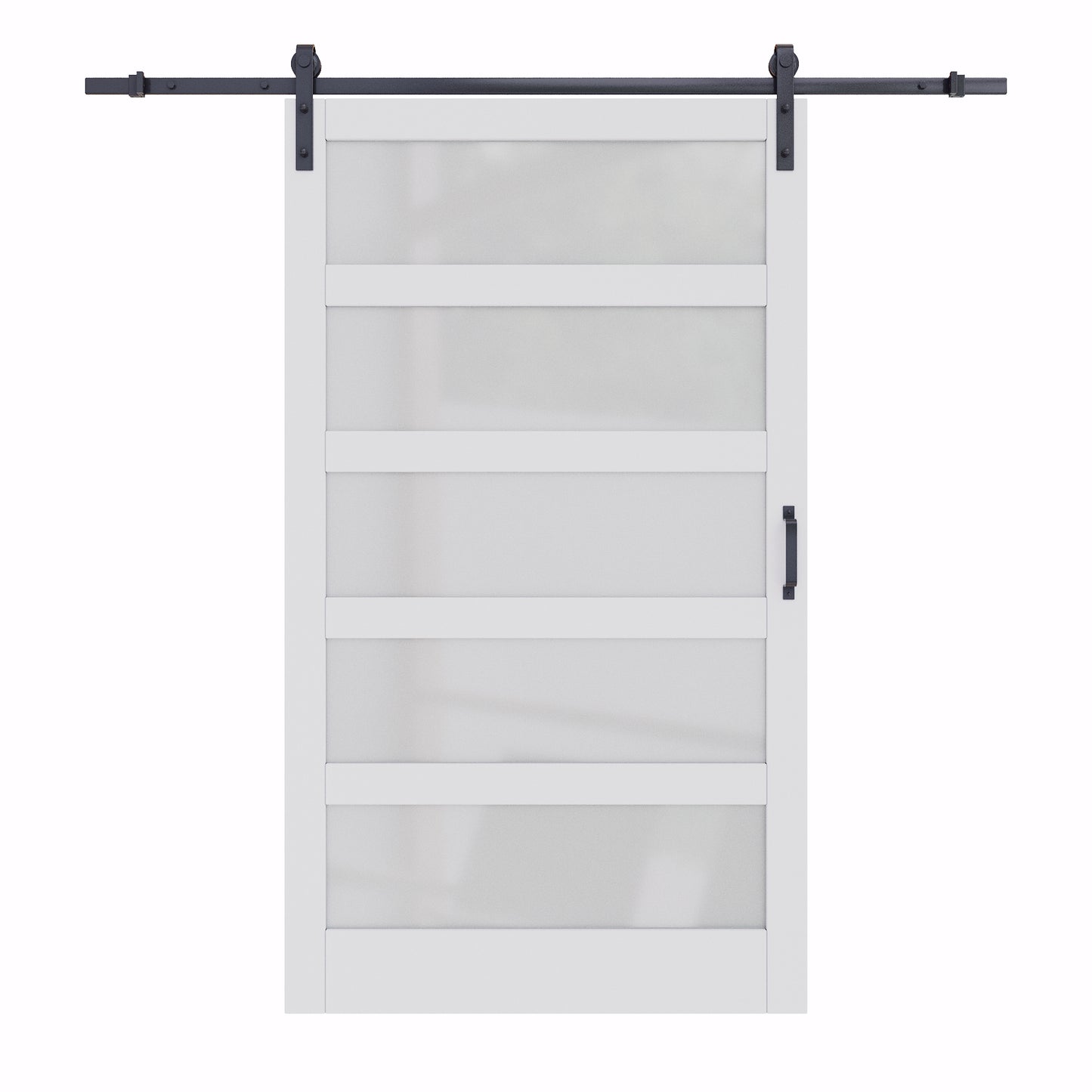Glass Barn Doors and Hardware Included, Pre-Drilled Easy Assembly, White Sliding Barn Door with Heavy Duty 1/6 Inch Tempered Frosted Glass for Interior
