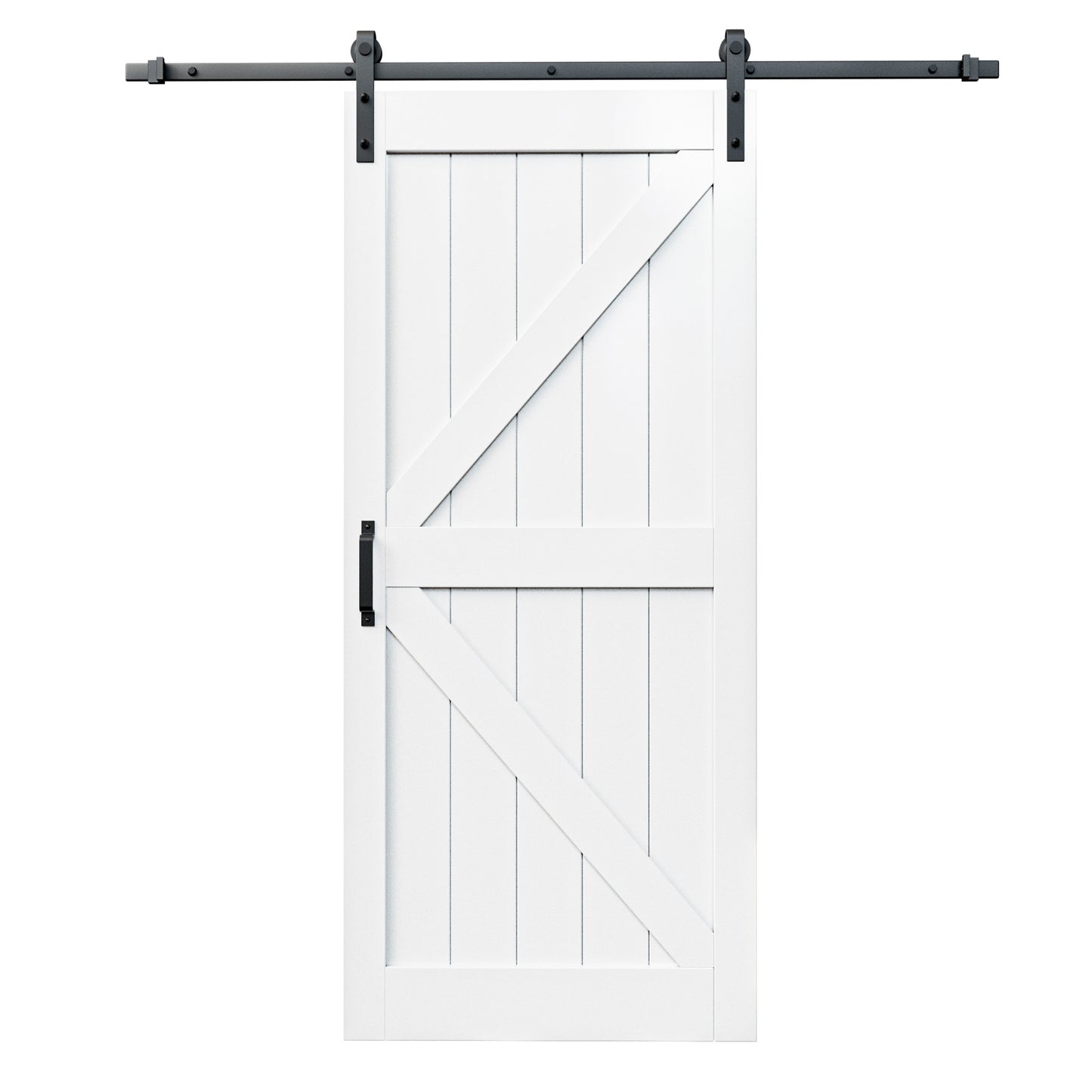 Barn Doors and Hardware Track Kit Included Handle, Heavy Solid Water-Resistant Anti-Scratch MDF Wood Sliding Barn Door, Simple DIY Assembly, Easy to Install, K-Frame, White