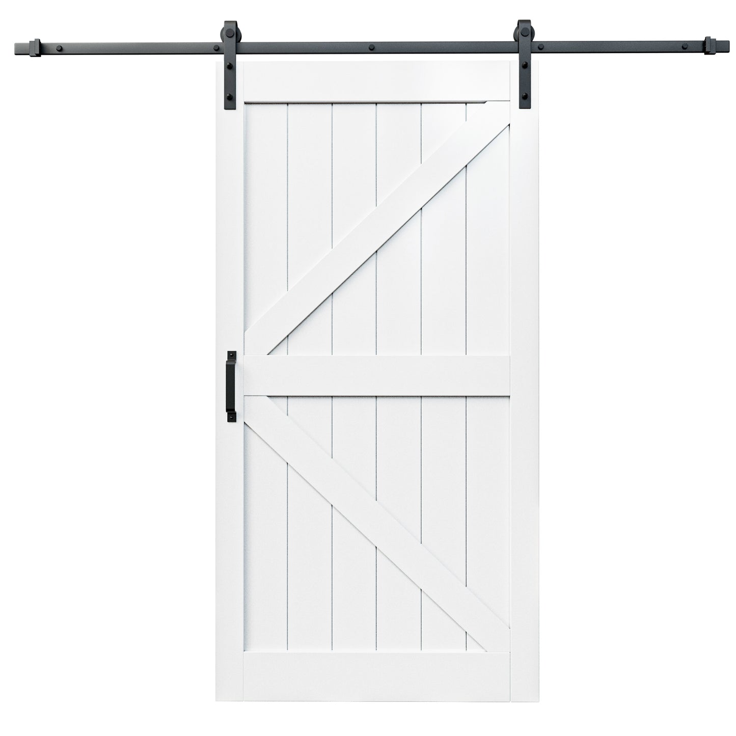 Barn Doors and Hardware Track Kit Included Handle, Heavy Solid Water-Resistant Anti-Scratch MDF Wood Sliding Barn Door, Simple DIY Assembly, Easy to Install, K-Frame, White