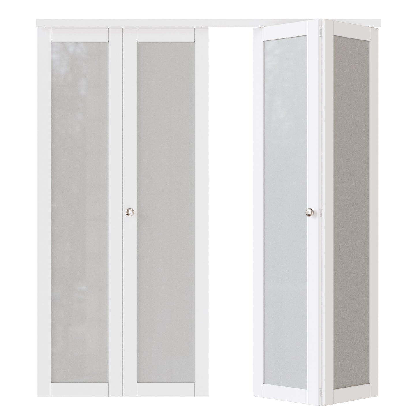 JUJUBON Bifold Doors,Tempered Frosted Glass Bifold Closet Door with Sliding Hardware Kit, Interior Bi Fold Doors for Pantry, Solid Build Quality & Easy Install, White