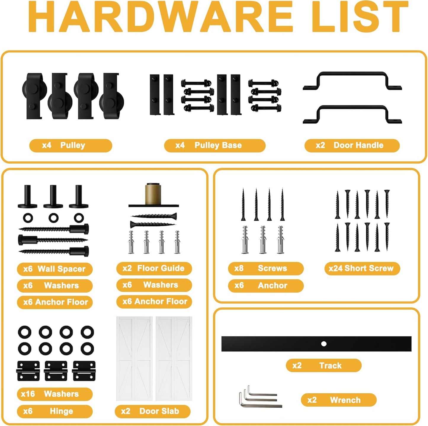 K Panel Closet Bifold Barn Door with Hardware Kit & Handle, Solid Core MDF Wood & Prefinished & Paintable Surface, White