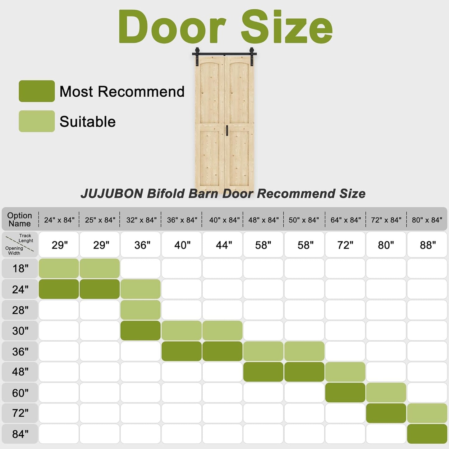 Bifold Barn Door, Unfinished Pine Wood K Shape Bifold Barn Door with Header Board & Hardware Kit Included, Folding Barn Door Panels No-Assembly Required