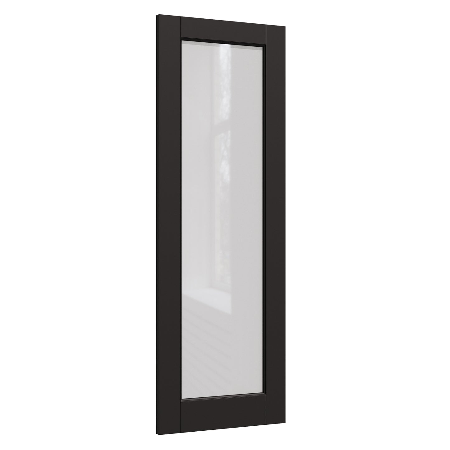 JUJUBON Slab Door, 1-Panel Black Pre-Assembled Frosted Glass Interior French Door Slab, Soild Core & Pre-Finished Single Panel for Pantry Bedroom Closet as Pocket, Bifold, Barn Doors-Shaker w/o Hardware