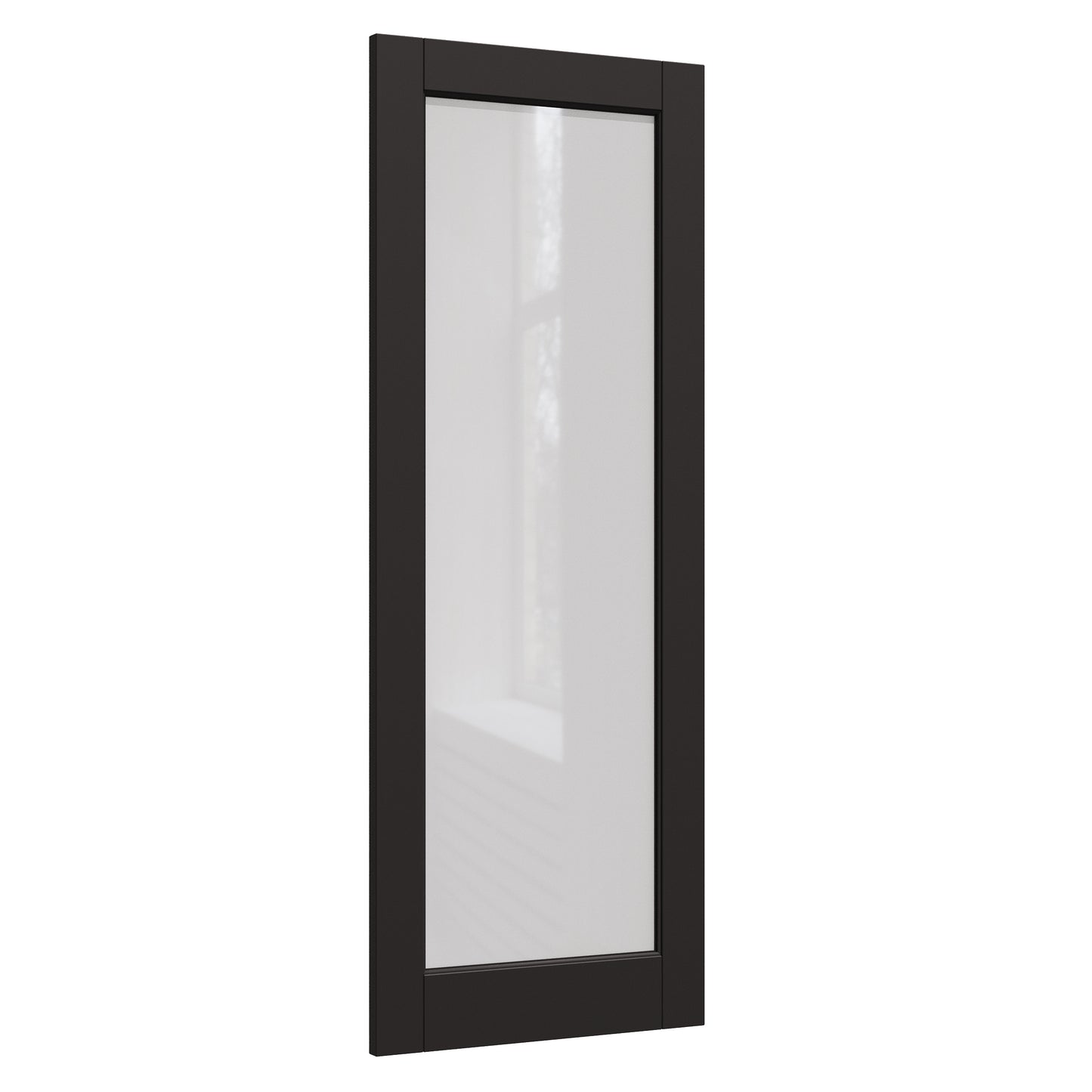JUJUBON Slab Door, 1-Panel Black Pre-Assembled Frosted Glass Interior French Door Slab, Soild Core & Pre-Finished Single Panel for Pantry Bedroom Closet as Pocket, Bifold, Barn Doors-Shaker w/o Hardware