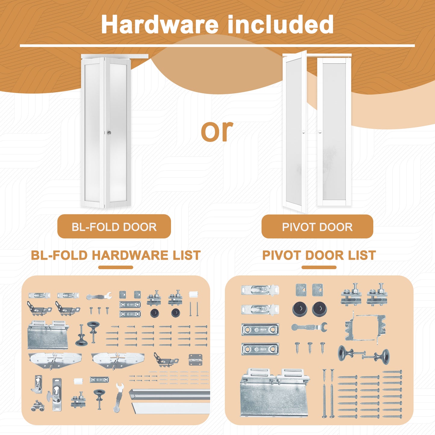 Jujubon 1-Lite Panel Closet Pivot Door with Hardware Kit & Knob, Solid Core MDF Wood & PVC Covered Finished, White