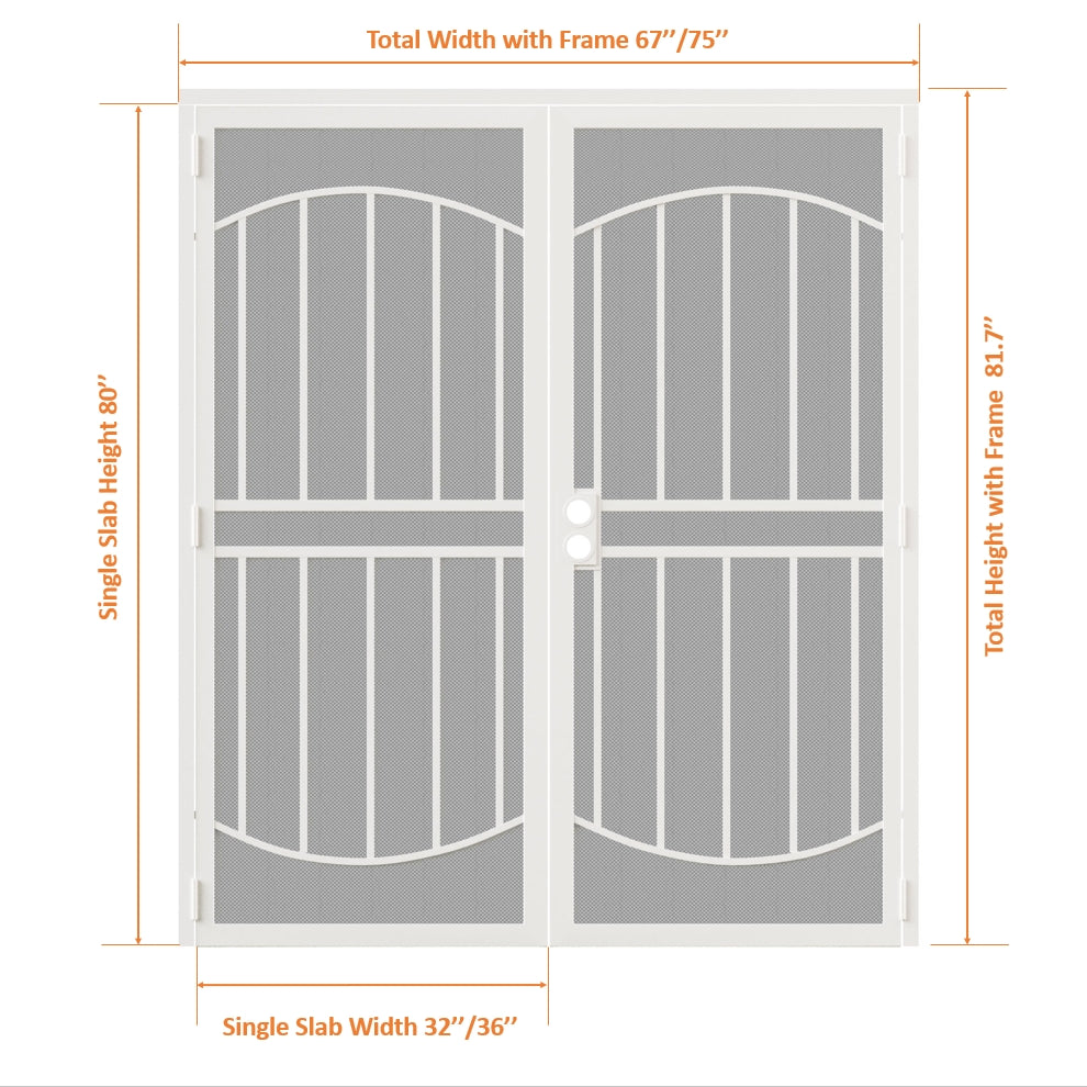 JUJUBON Universal/Reversible Hinging White Surface Mount Steel Security Door with Perforated Metal Screen, Black