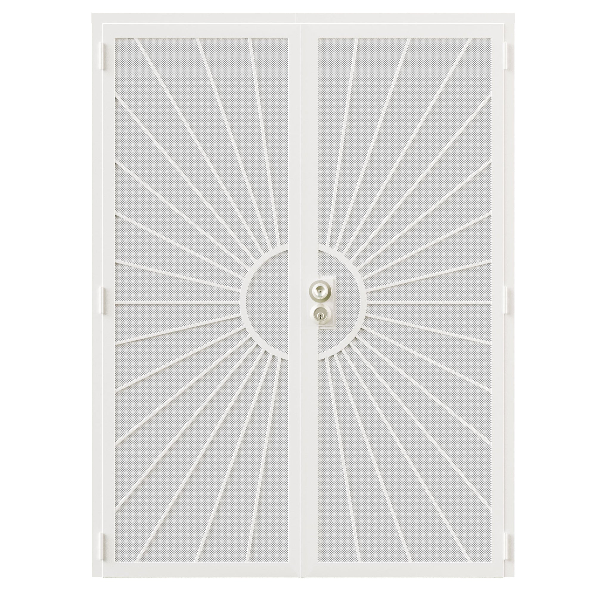JUJUBON Universal/Reversible Hinging White Surface Mount Steel Security Door with Perforated Metal Screen, White