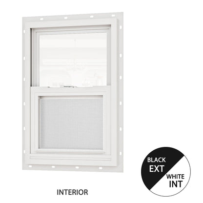 Jujubon White Interior with Black Exterior 62 Series Double Glazed Single Hung Vinyl Window with Tempered Glass,