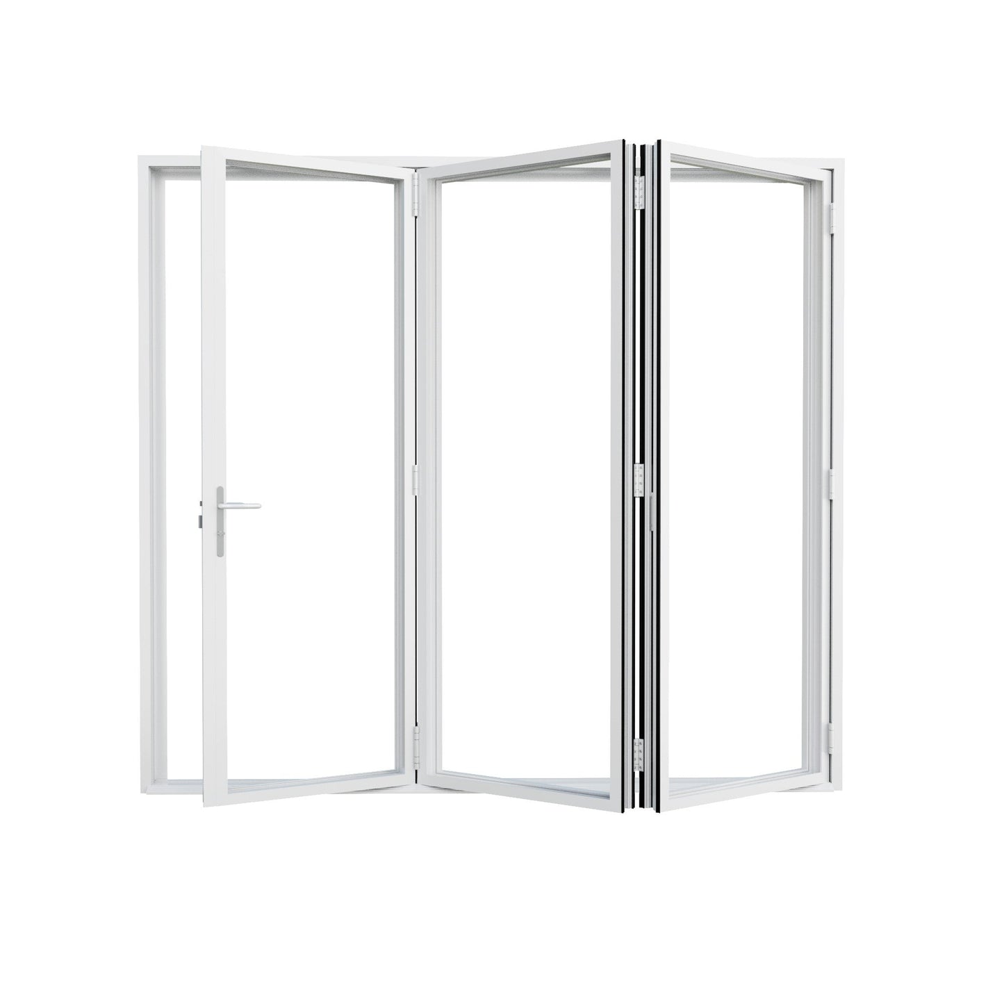Jujubon 3 Panel Center Opening Outswing Double Tempered Glass White Aluminum Folding Patio Door