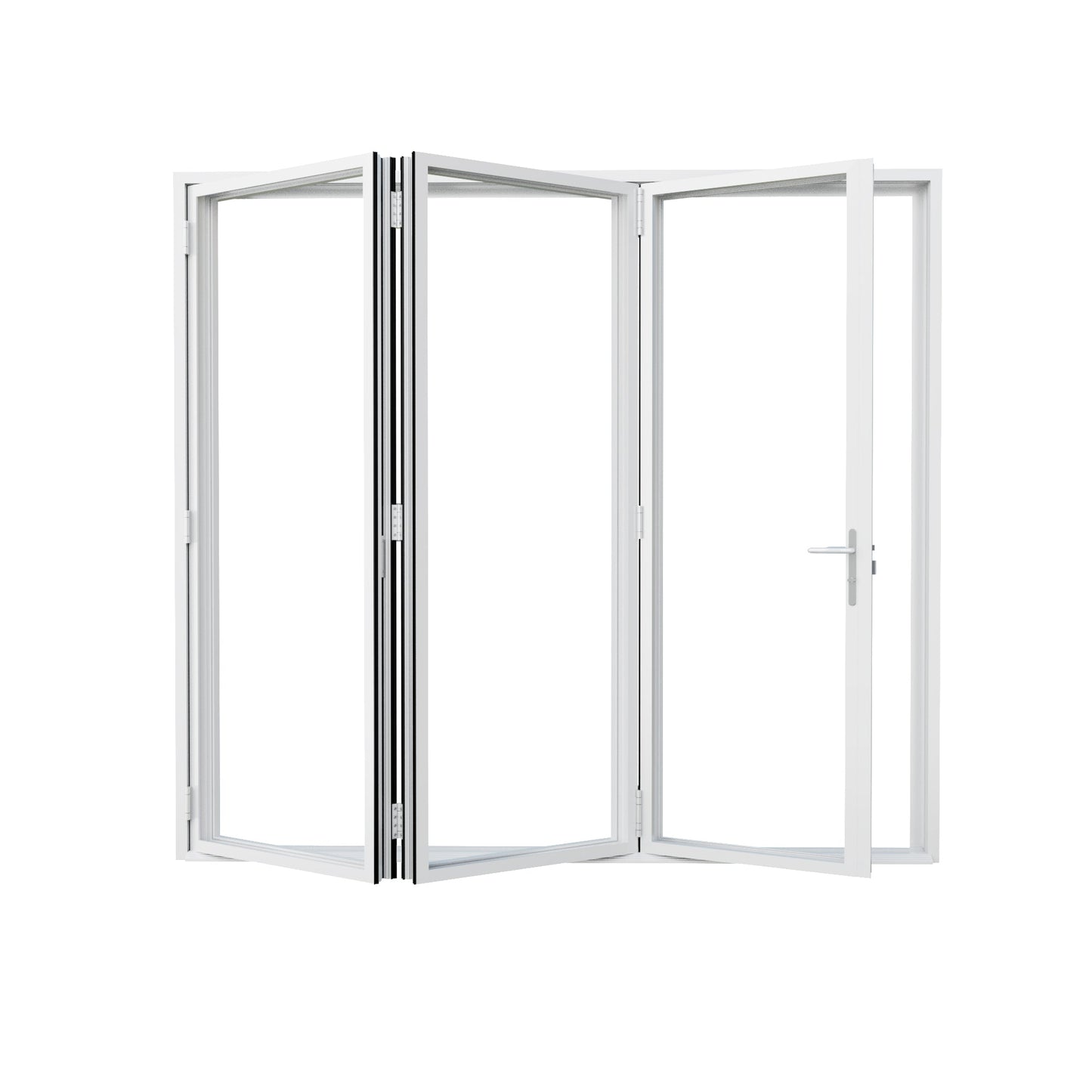 Jujubon 3 Panel Center Opening Outswing Double Tempered Glass White Aluminum Folding Patio Door