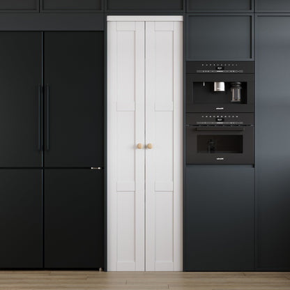 Jujubon 3-Lite Panel Closet  Pivot Door with Hardware Kit & Knob, Solid Core MDF Wood & Finished & PVC Surface, White