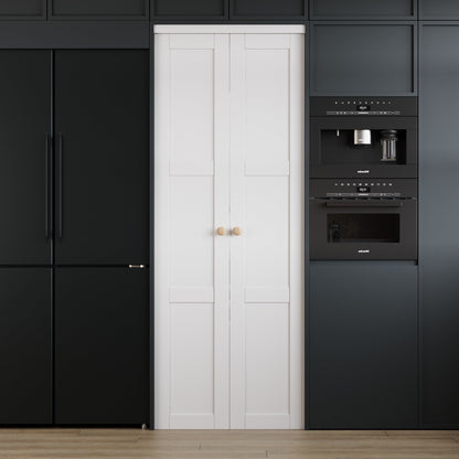 Jujubon 3-Lite Panel Closet  Pivot Door with Hardware Kit & Knob, Solid Core MDF Wood & Finished & PVC Surface, White
