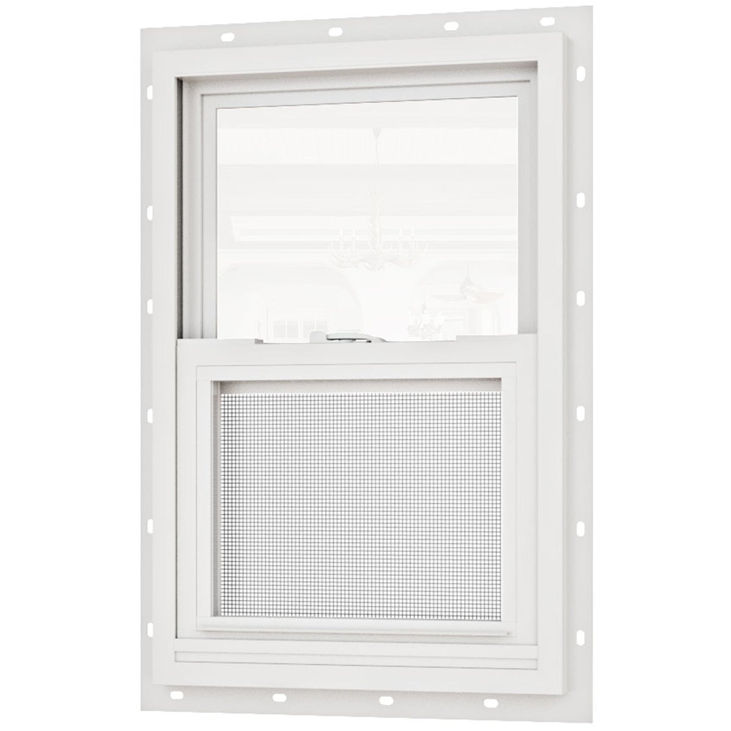 Jujubon White 62 Series Double Glazed Single Hung Vinyl Window with Tempered Glass