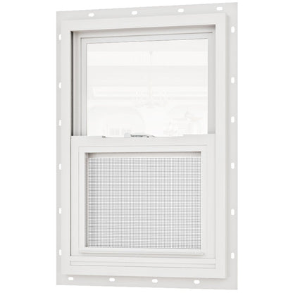 Jujubon White 62 Series Double Glazed Single Hung Vinyl Window with Tempered Glass
