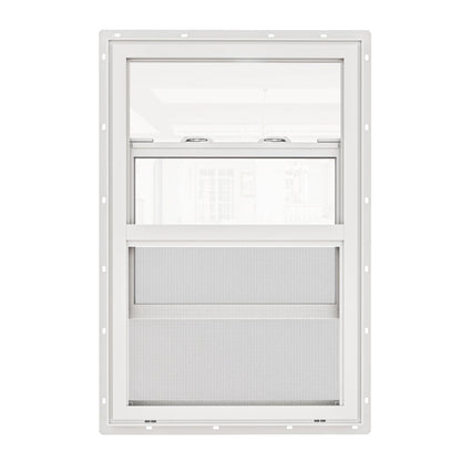 Jujubon White 62 Series Double Glazed Single Hung Vinyl Window with Tempered Glass