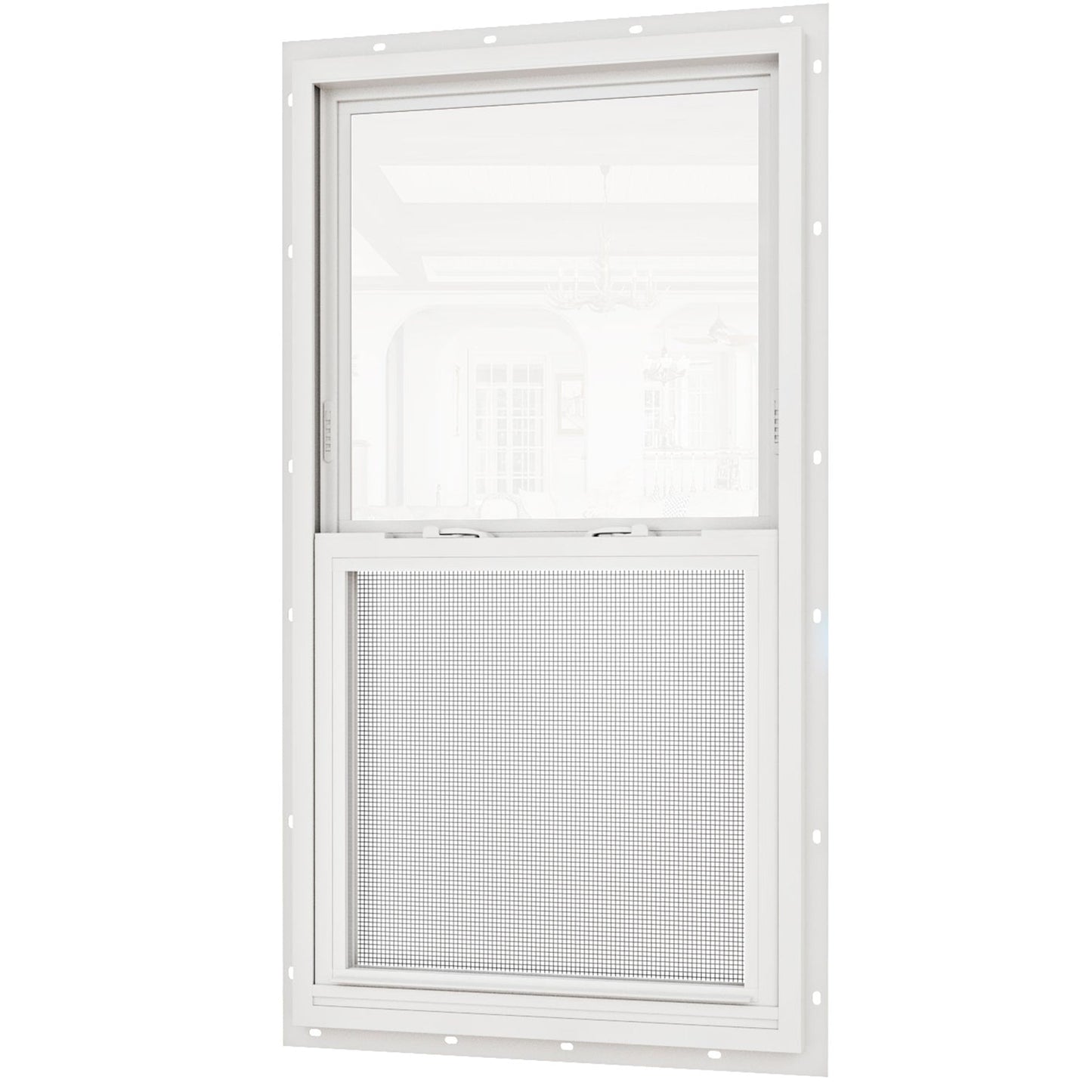 Jujubon White 62 Series Double Glazed Single Hung Vinyl Window with Tempered Glass