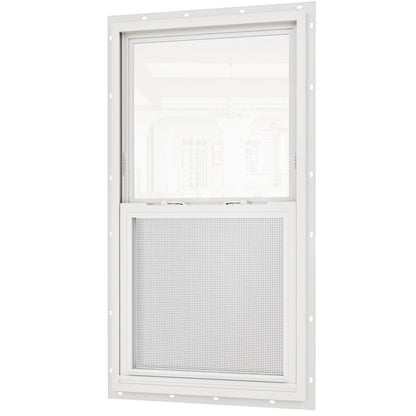 Jujubon White 62 Series Double Glazed Single Hung Vinyl Window with Tempered Glass