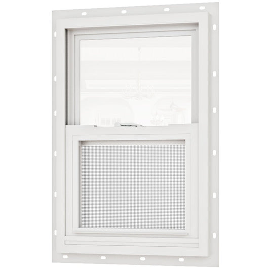 Jujubon White 87 Series Triple Glazed Single Hung Vinyl Window with Tempered Glass